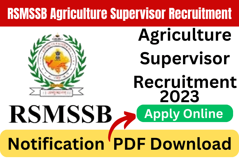 Rajasthan Agriculture Supervisor recruitment 2023