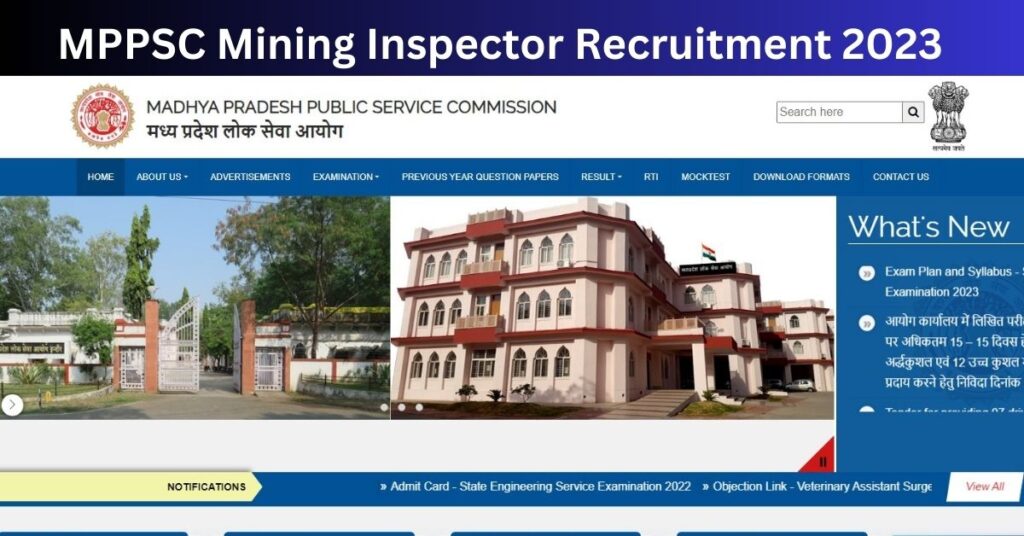 MPPSC mining inspector recruitment 2023