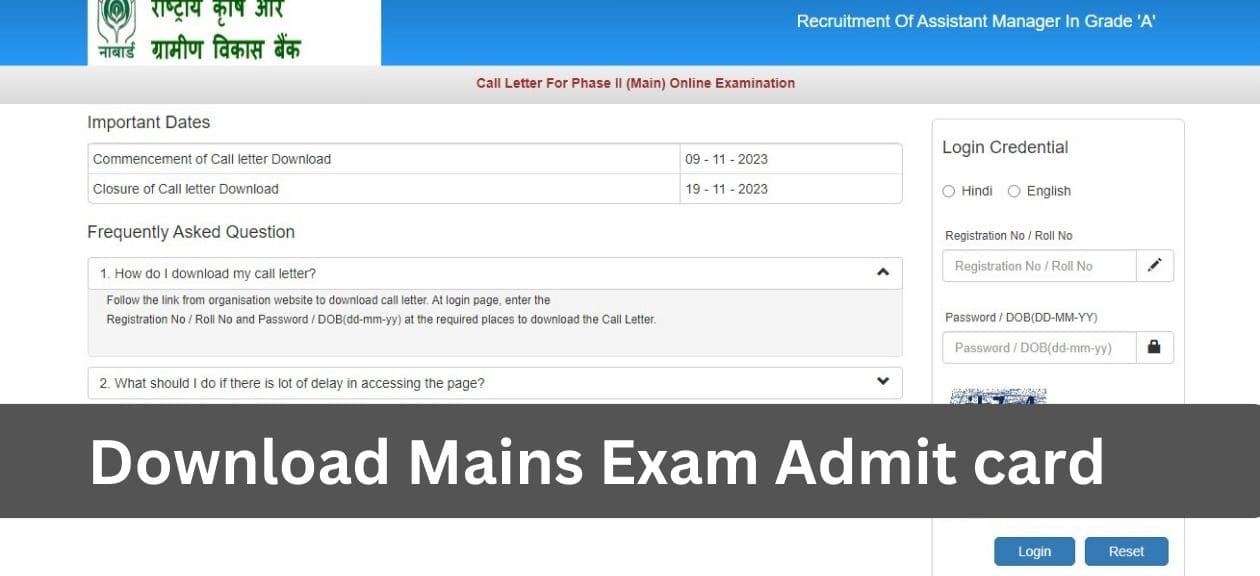 NABARD Grade A Mains Admit Card 2023